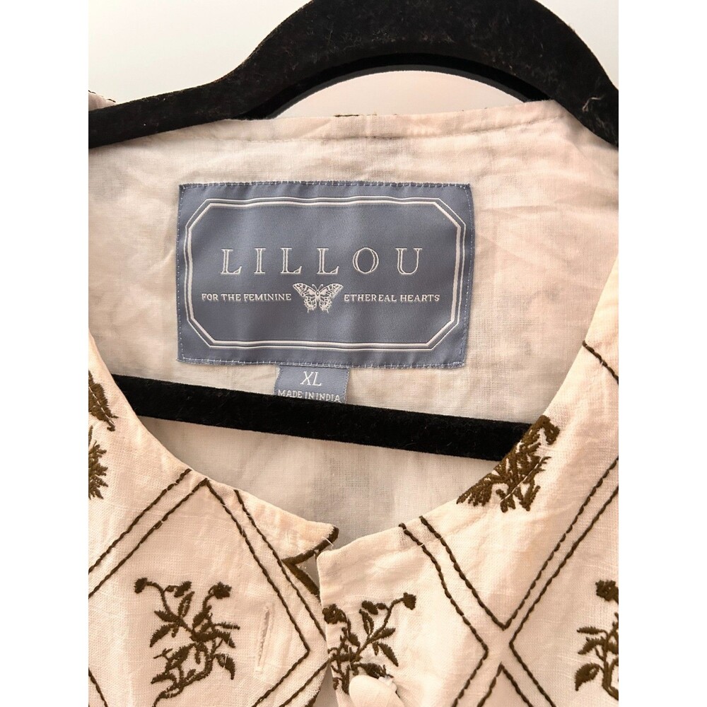 Lillou Cotton Linen Blend Embroidered Duster Jacket – Women's XL - Picture 4 of 7